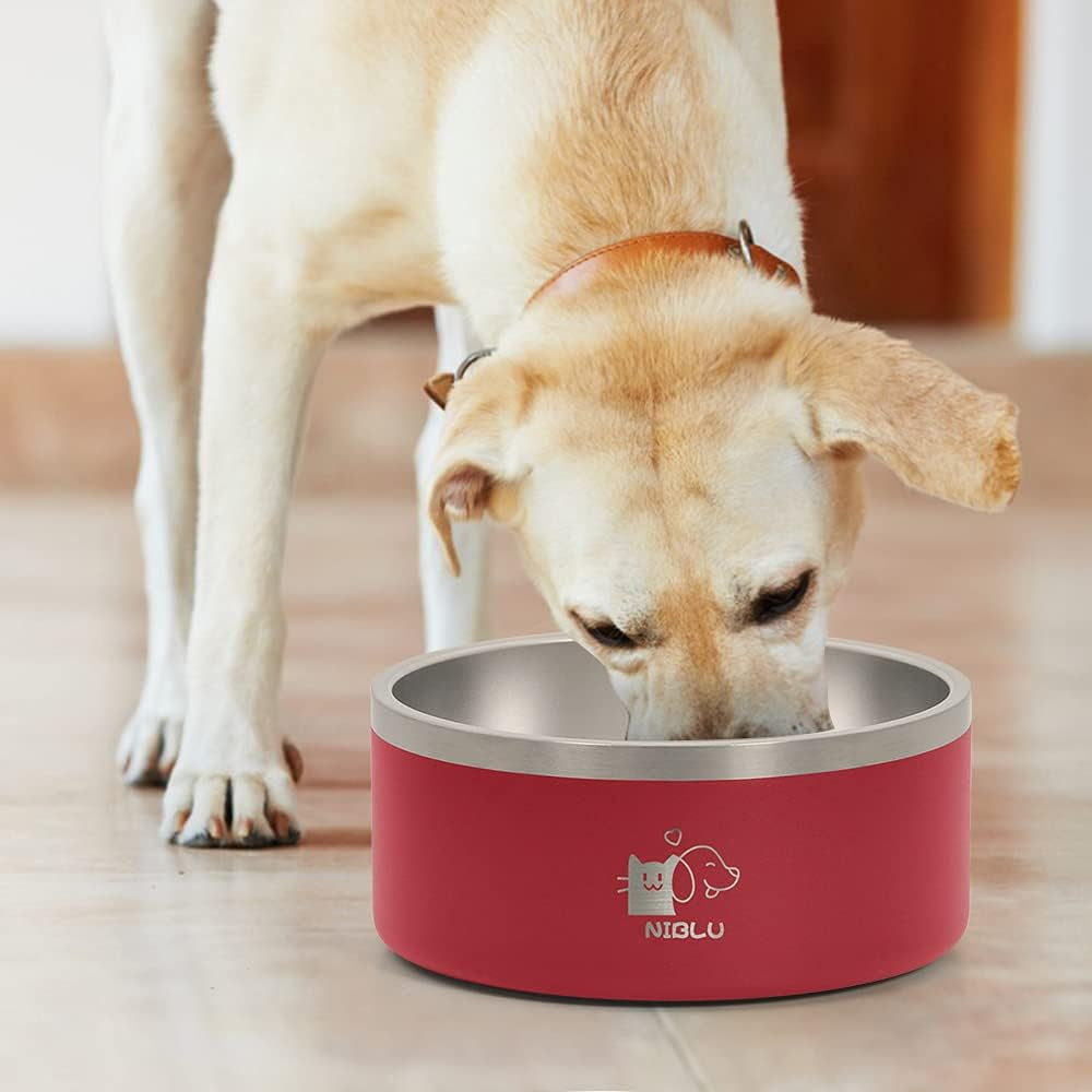 Stainless Steel Dog Bowl Non-Slip Dog Bowl Double Wall Dog Water Bowls Heavy Duty with Rubber Bottom for Dogs Cats Pet Feeding