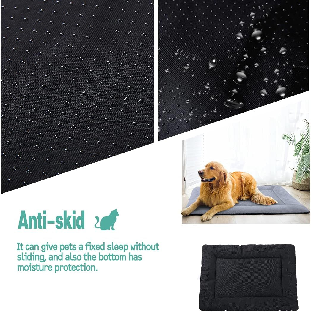 Super Soft Dog Crate Bed Blanket-Fluffy Pet Bed All Season-Machine Wash & Dryer Friendly-Anti-Slip Pet Beds(Not for Chewer( Grey,48In)