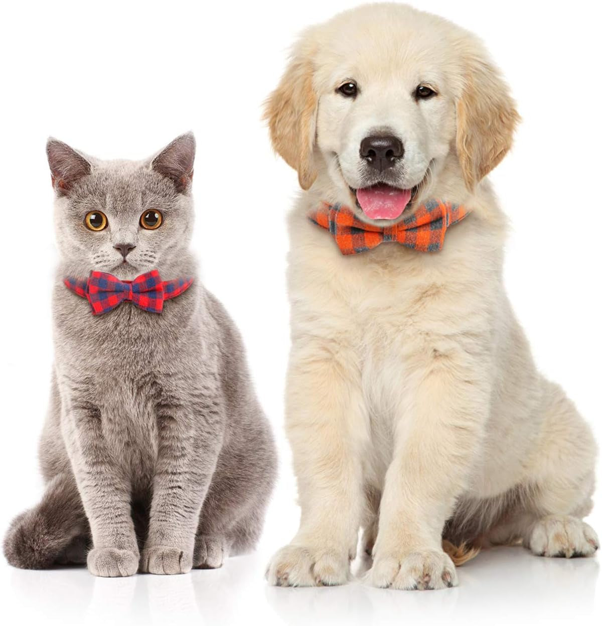 Dog Bow Tie, Dog Cat Collar with Bow Tie Buckle Light Plaid Dog Collar for Dogs Cats Pets Soft Comfortable,Adjustable (S, Red)