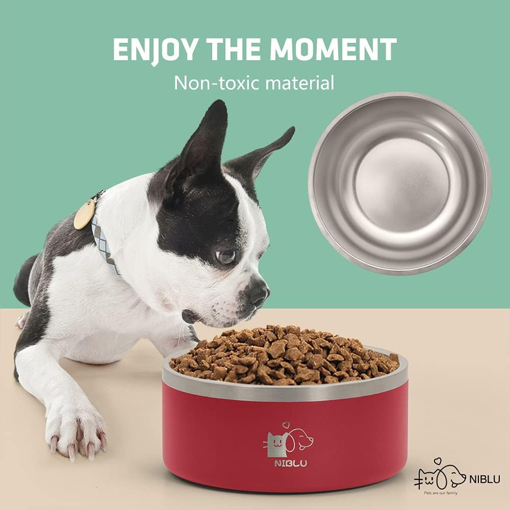Stainless Steel Dog Bowl Non-Slip Dog Bowl Double Wall Dog Water Bowls Heavy Duty with Rubber Bottom for Dogs Cats Pet Feeding