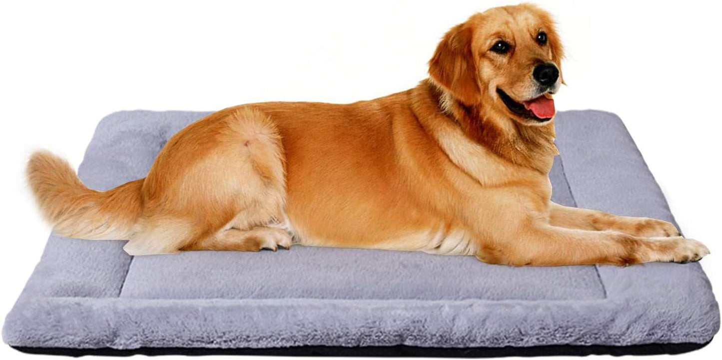 Super Soft Dog Crate Bed Blanket-Fluffy Pet Bed All Season-Machine Wash & Dryer Friendly-Anti-Slip Pet Beds(Not for Chewer( Grey,48In)
