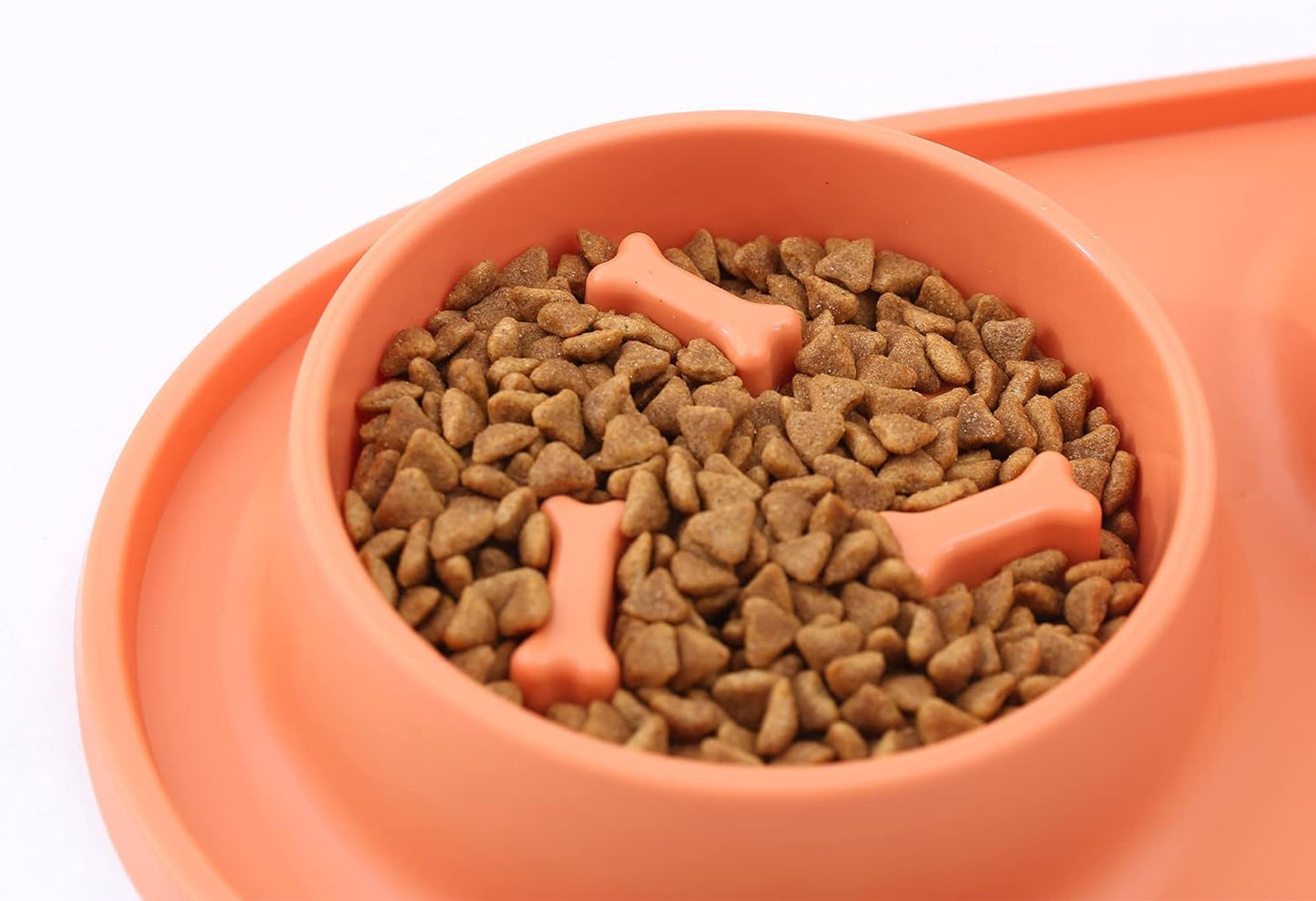 Dog Bowls Small Medium Sized Dog Food Bowl, Slow Feeder Dog Bowls, 1/2 Cup Stainless Steel Dog Bowls, No-Spill Non-Skid, Dog Food Water Bowls Set by (Bright Orange)