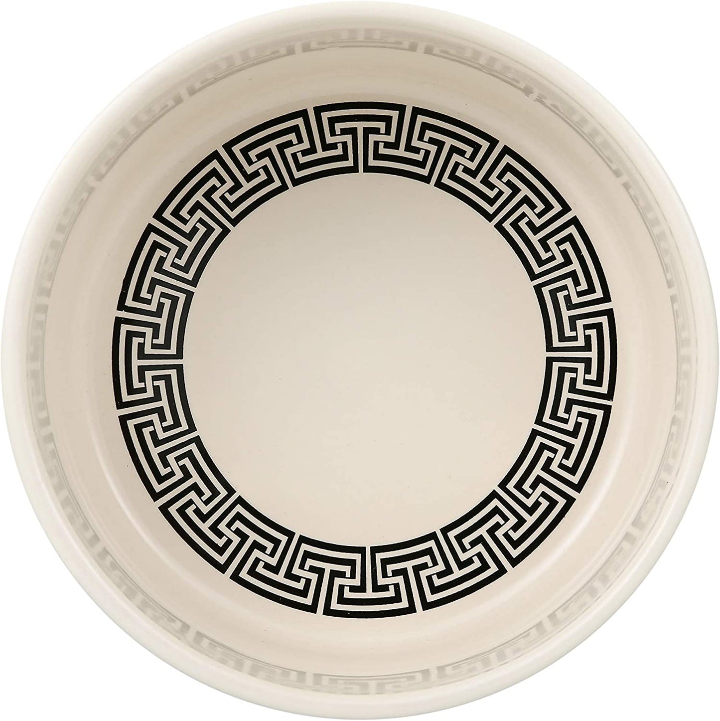 Now House for Pets by Jonathan Adler Greek Key Duo Dog Bowl, Small Cute Ceramic Dog Food Bowl from for Water or Food, 4.5 Inch Dog Bowl