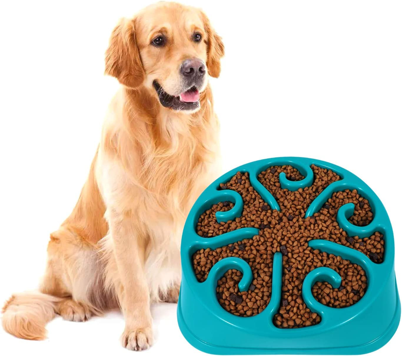 Slow Feeder Dog Bowl for Large Dogs, Anti-Gulping Dog Food Bowls Non-Toxic Eco Friendly Maze Dog Bowl for Big Dogs, Blue