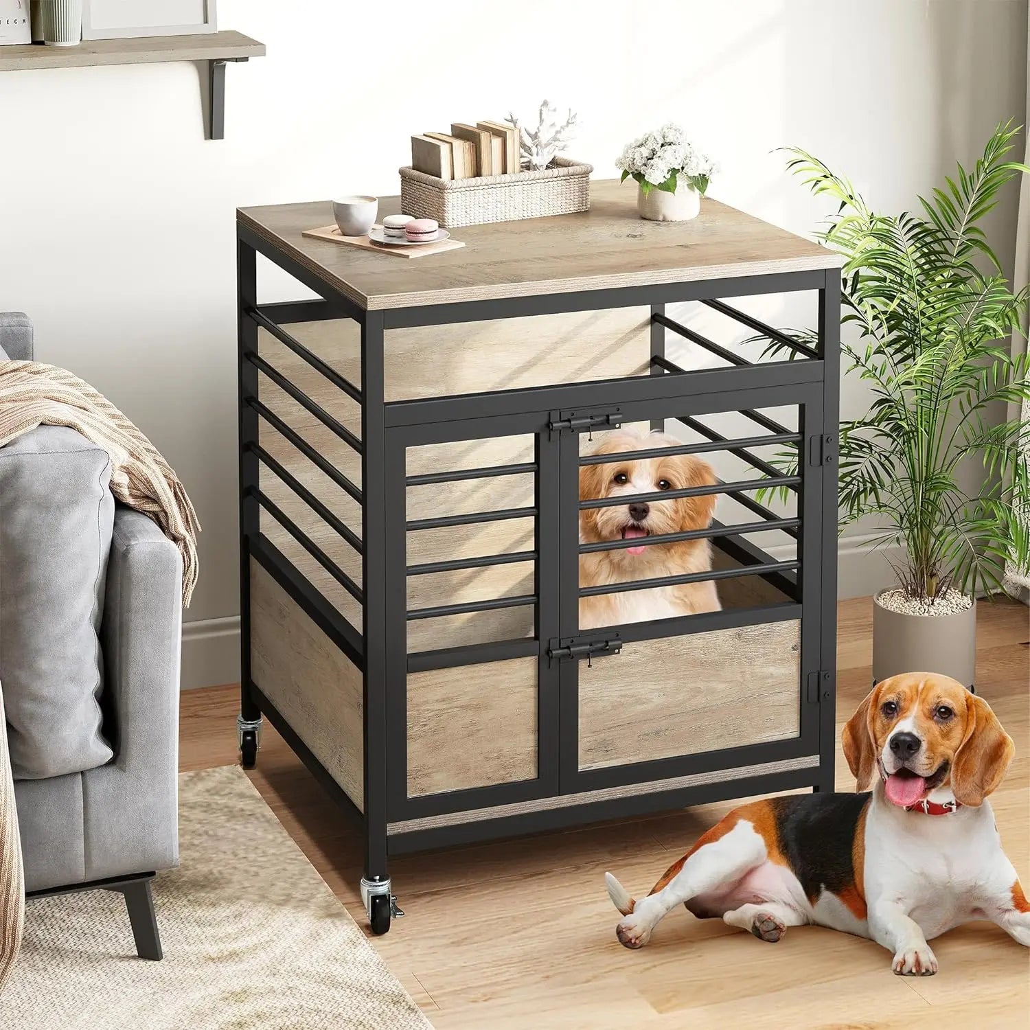 Dog Crate Furniture, 24 Inch Dog Kennel Indoor Furniture End Table Dog Crate for Dogs, Modern Decorative Dog Crate Wooden