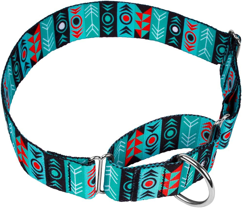 Martingale Dog Collar Nylon Safety Training Tribal Pattern Adjustable Heavy Duty Collars for Dogs Medium Large (Pattern 1, Extra Large, Neck Size 19"-24")