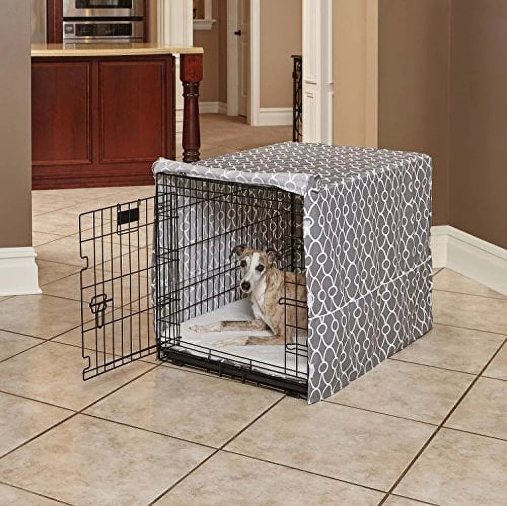 Midwest Dog Crate Cover, Privacy Dog Crate Cover Fits Midwest Dog Crates, Gray Geometric Pattern, 36"