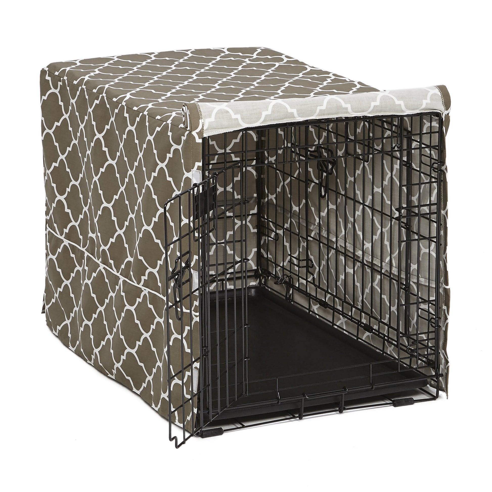 Midwest Dog Crate Cover, Privacy Dog Crate Cover Fits Midwest Dog Crates, Brown Geometric Pattern, 30"