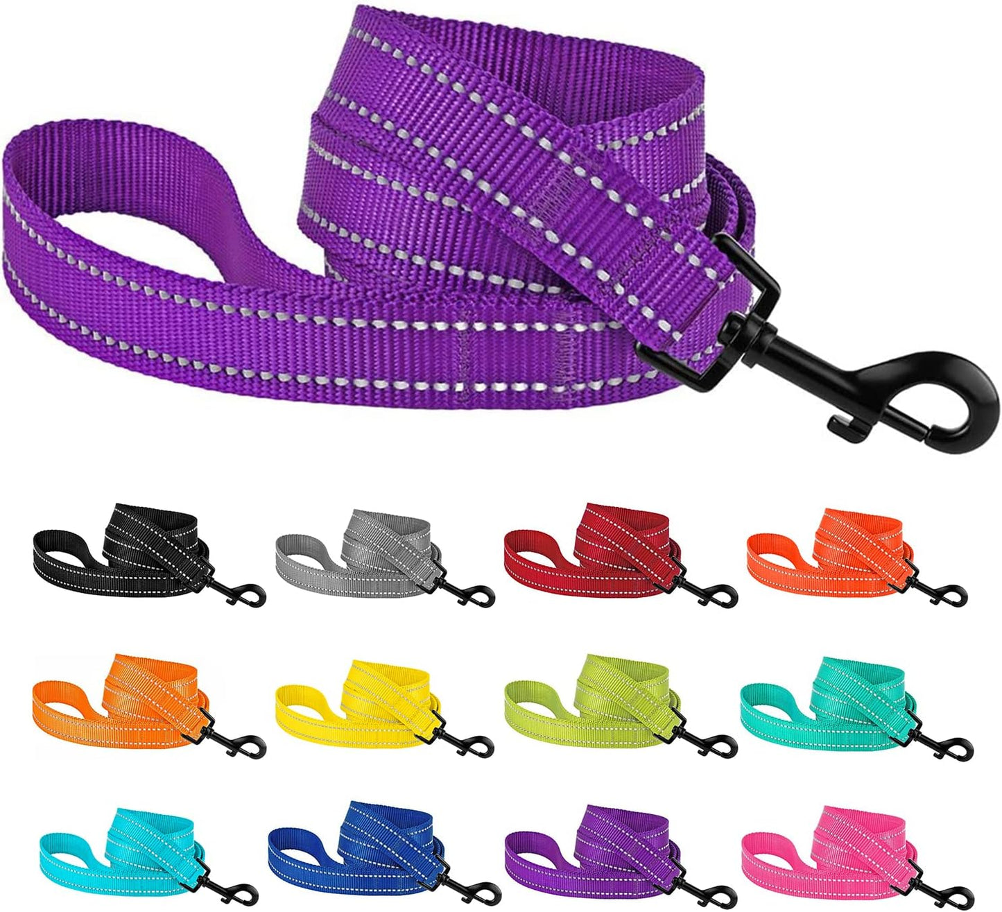 Nylon Dog Leash 5Ft for Daily Outdoor Walking Running Training Heavy Duty Reflective Pet Leashes for Large, Medium & Small Dogs (S, Purple)