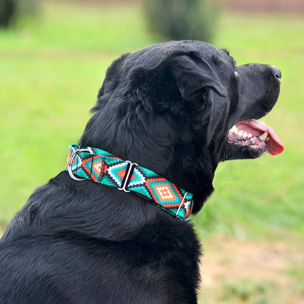 Martingale Dog Collar Nylon Safety Training Tribal Pattern Adjustable Heavy Duty Collars for Dogs Medium Large (Pattern 3, Large, Neck Size 15"-20")