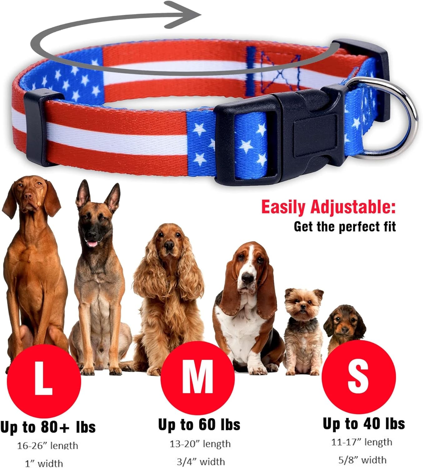 American Flag Dog Collar (Medium, Flag I)