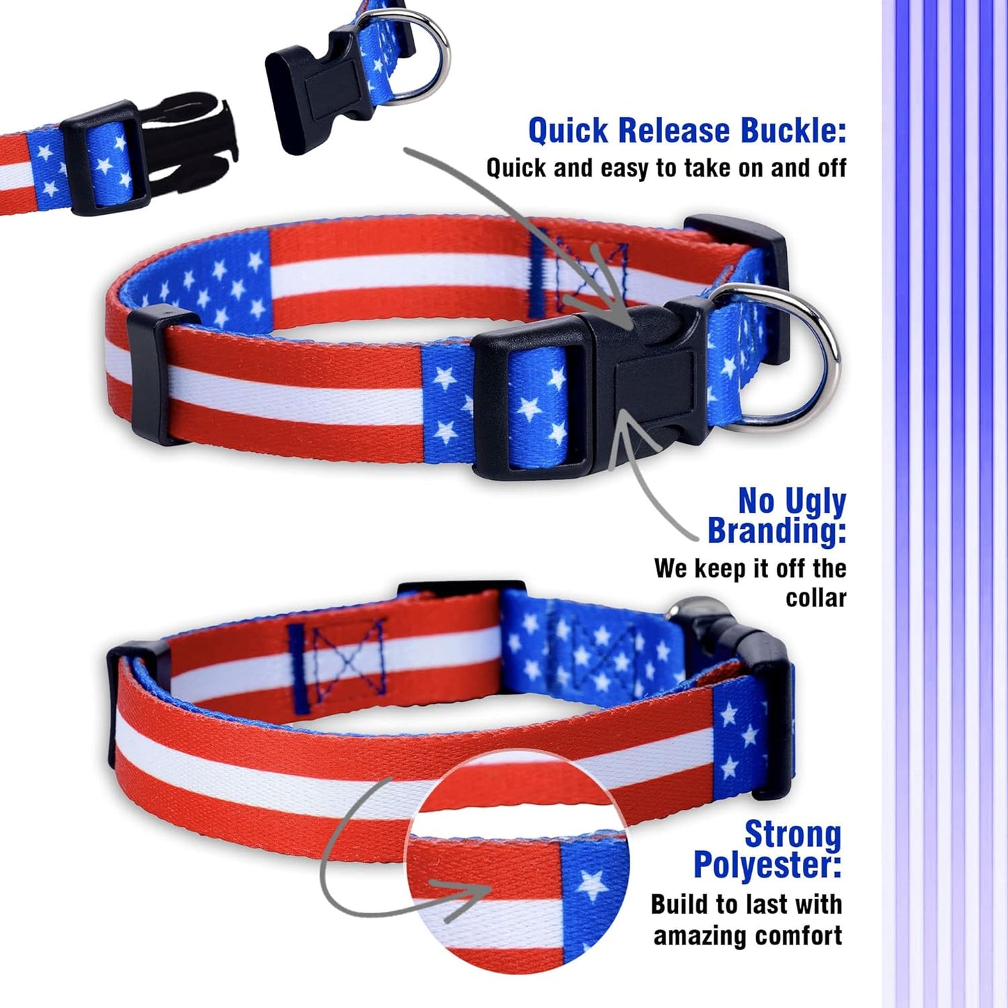 American Flag Dog Collar (Medium, Flag I)