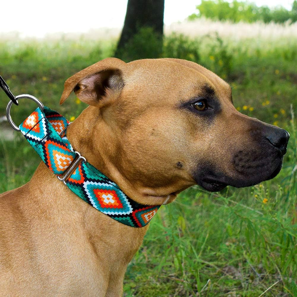 Martingale Dog Collar Nylon Safety Training Tribal Pattern Adjustable Heavy Duty Collars for Dogs Medium Large (Pattern 3, Large, Neck Size 15"-20")