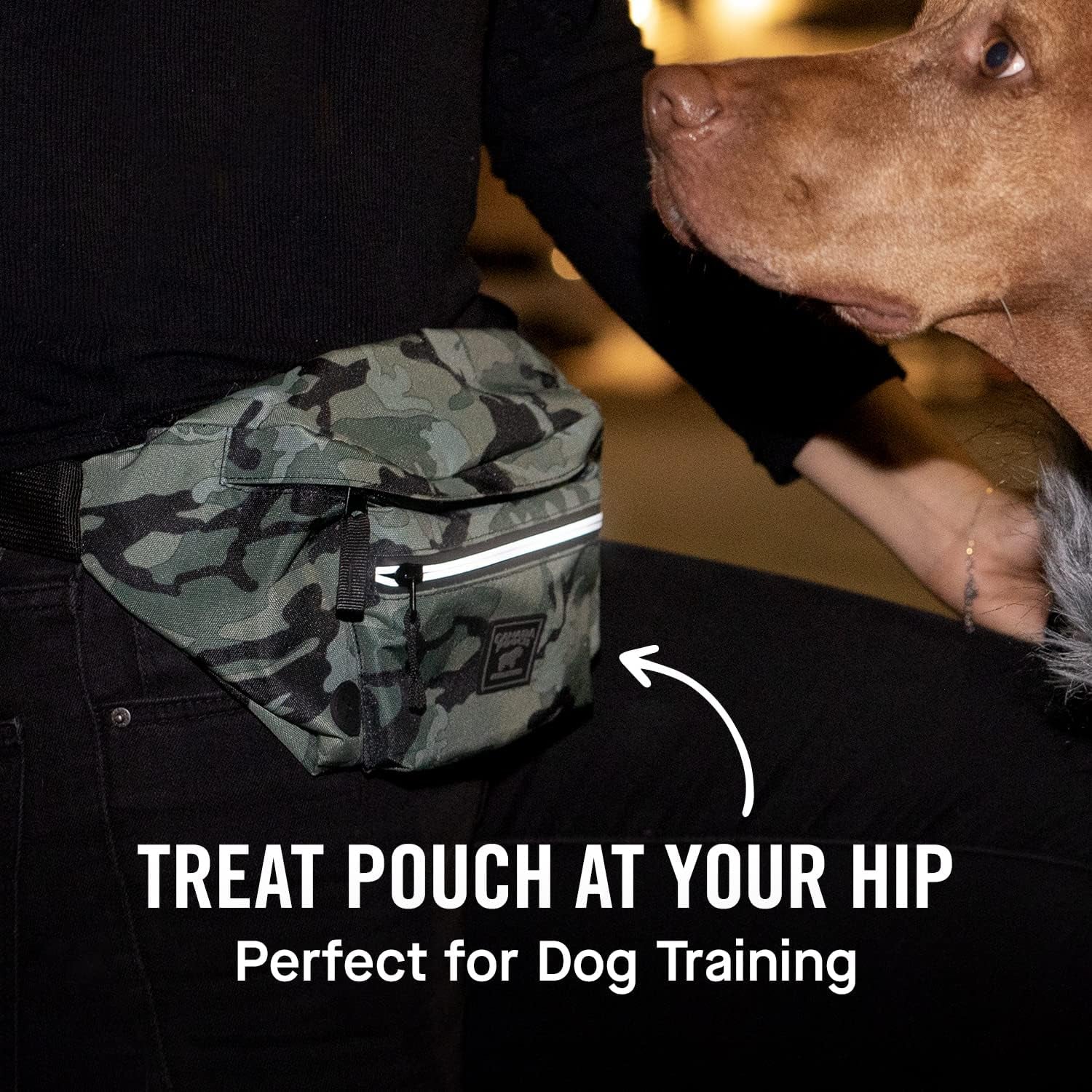 Everything Dog Walking Fanny Pack - Dog Fanny Pack with Dog Poop Bag Dispenser & Dog Treat Pouch, Great as Dog Training Fanny Pack, Adjustable up to 54” - Camo