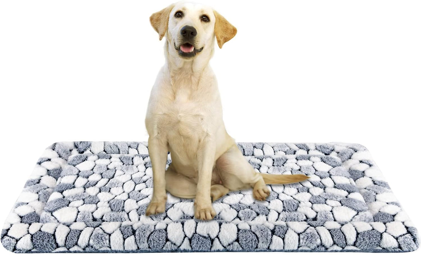 Dog Crate Pad Bed Mat Reversible (Cool & Warm), Soft Pet Sleeping Mat Dog Bed for Crate Suitable for Small to Xx-Large Dogs and Cats, Machine Washable Crate Beds, Grey Stone Pattern