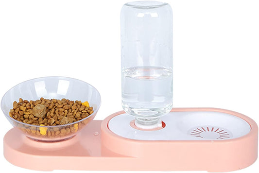 Pet Food Bowl Automatic Water Dispenser Dual-Purpose Non-Skid No No Spill Cat Dog Feeder Pet Supplies for Pets Small Medium Large Dog - Pink