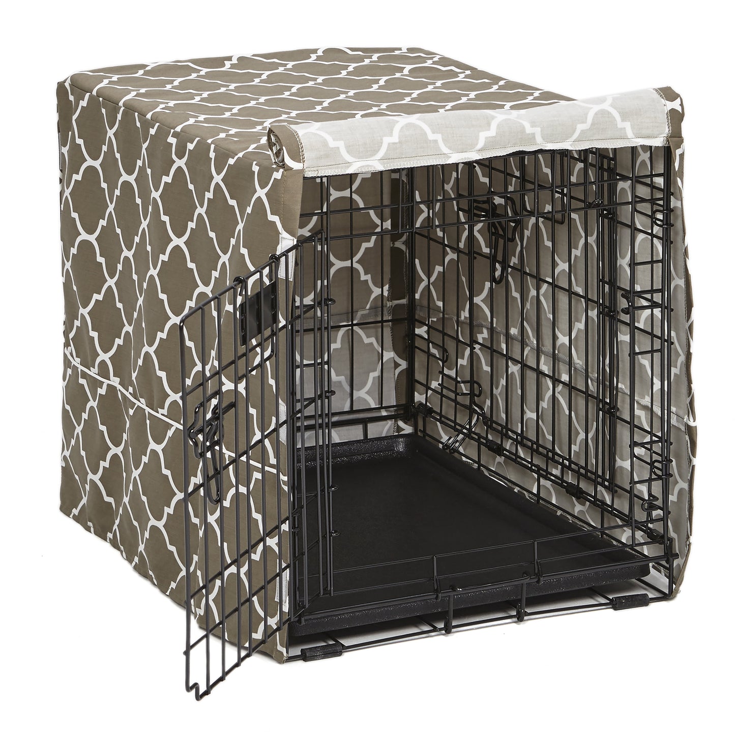 Midwest Dog Crate Cover, Privacy Dog Crate Cover Fits Midwest Dog Crates, Brown Geometric, 24In