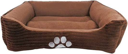 HCT REC-005 Reversible Rectangle Pet Bed with Dog Paw Printing, Coffee, by , 25 by 21 Inches