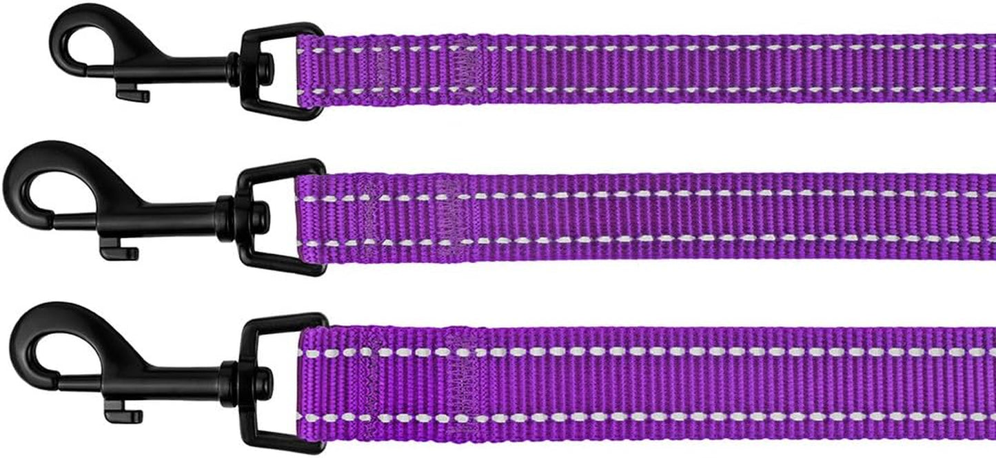 Nylon Dog Leash 5Ft for Daily Outdoor Walking Running Training Heavy Duty Reflective Pet Leashes for Large, Medium & Small Dogs (S, Purple)