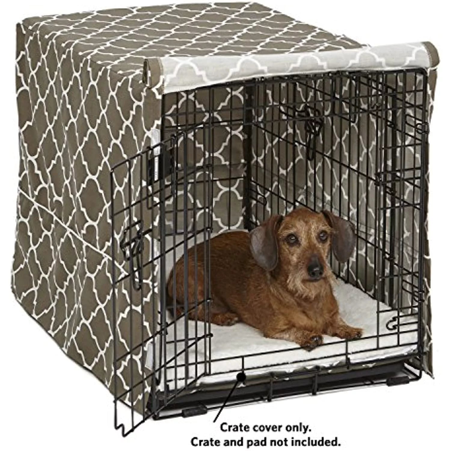 Midwest Dog Crate Cover, Privacy Dog Crate Cover Fits Midwest Dog Crates, Brown Geometric Pattern, 30"