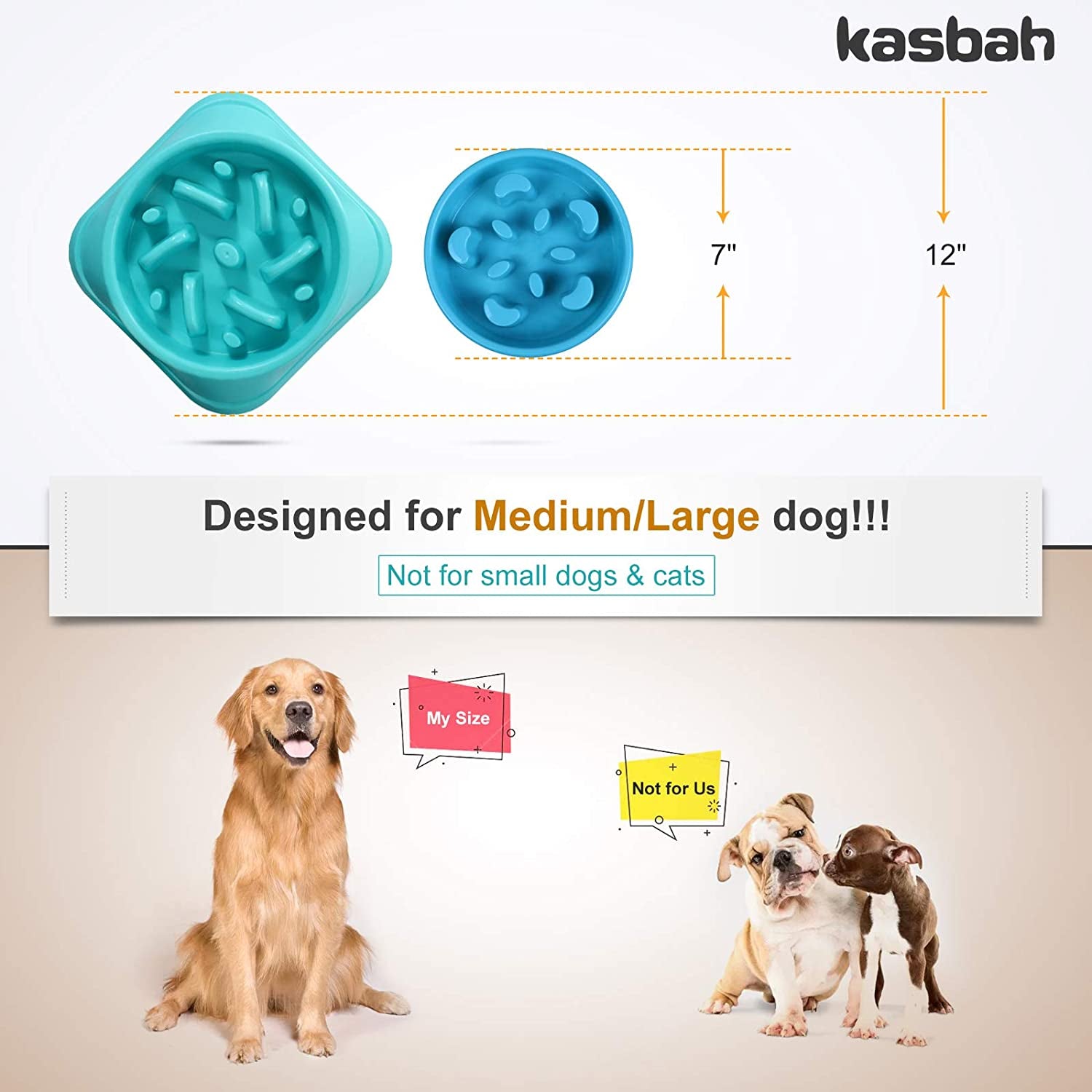 Large Dog Bowl, Puzzle Slow Feeder Dog Bowl for Large Dog Interactive Bloat Stop anti Choking Dog Food Bowl