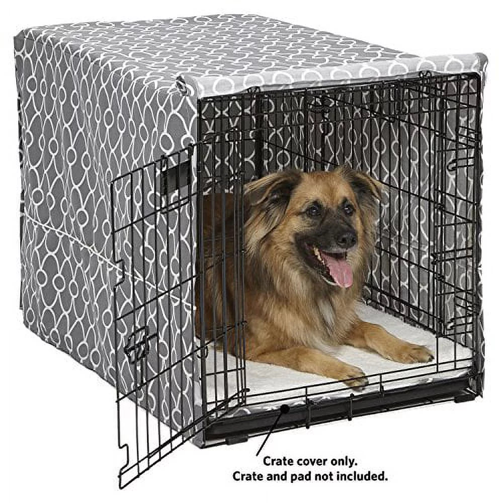 Midwest Dog Crate Cover, Privacy Dog Crate Cover Fits Midwest Dog Crates, Gray Geometric Pattern, 36"