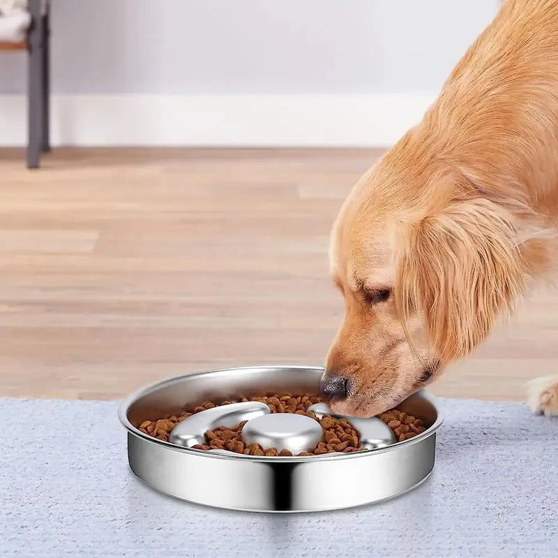 Slow Feeder Bowls Stainless Steel Bloat Stop Dog Food Bowl Non-Slip Slow Water Feeder Dog Dish for Dog Fast Eater Slow Down