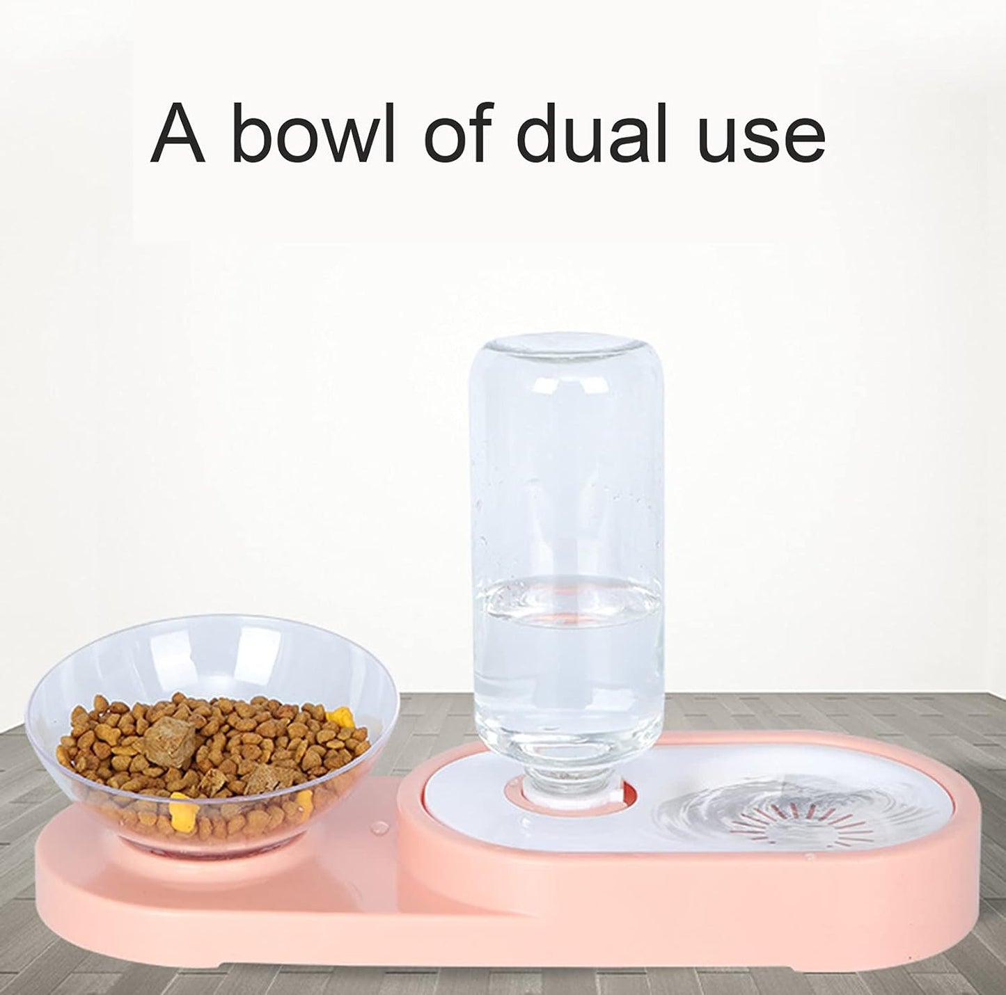 Pet Food Bowl Automatic Water Dispenser Dual-Purpose Non-Skid No No Spill Cat Dog Feeder Pet Supplies for Pets Small Medium Large Dog - Pink