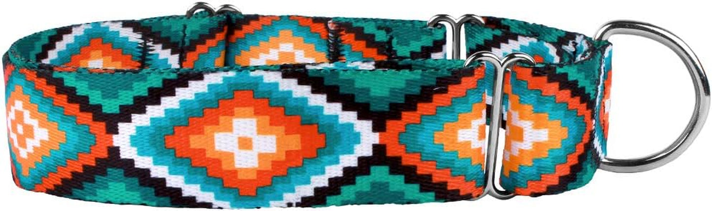 Martingale Dog Collar Nylon Safety Training Tribal Pattern Adjustable Heavy Duty Collars for Dogs Medium Large (Pattern 3, Large, Neck Size 15"-20")