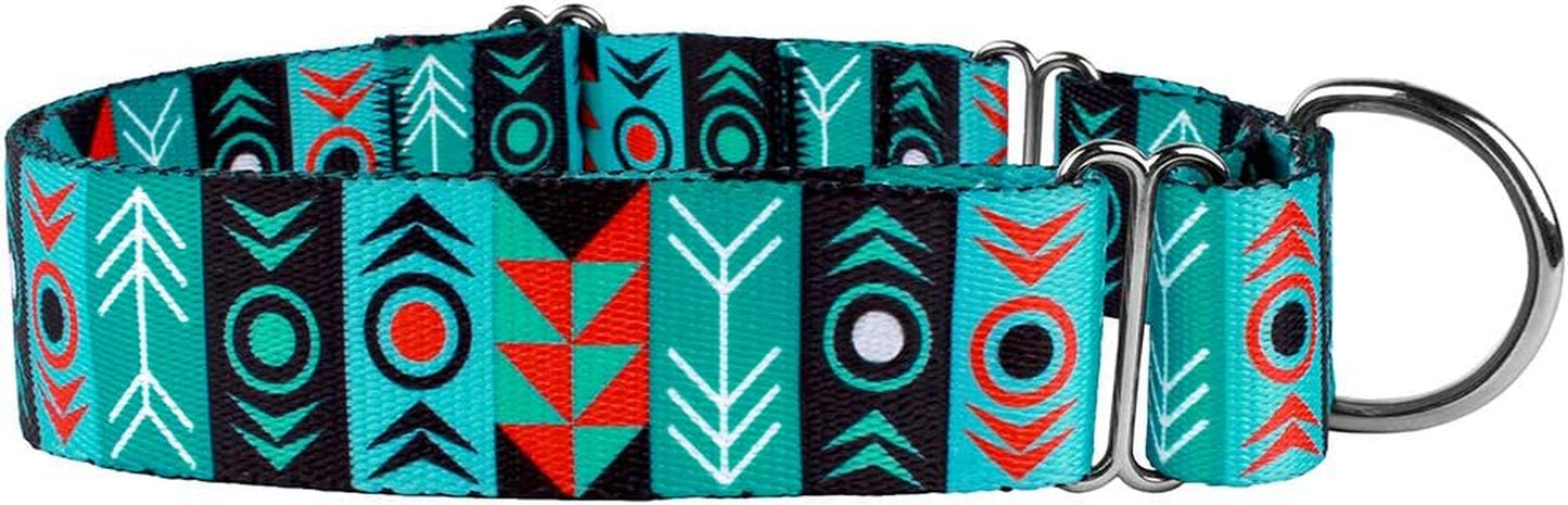 Martingale Dog Collar Nylon Safety Training Tribal Pattern Adjustable Heavy Duty Collars for Dogs Medium Large (Pattern 1, Extra Large, Neck Size 19"-24")