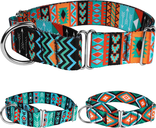 Martingale Dog Collar Nylon Safety Training Tribal Pattern Adjustable Heavy Duty Collars for Dogs Medium Large (Pattern 2, Large, Neck Size 15"-20")