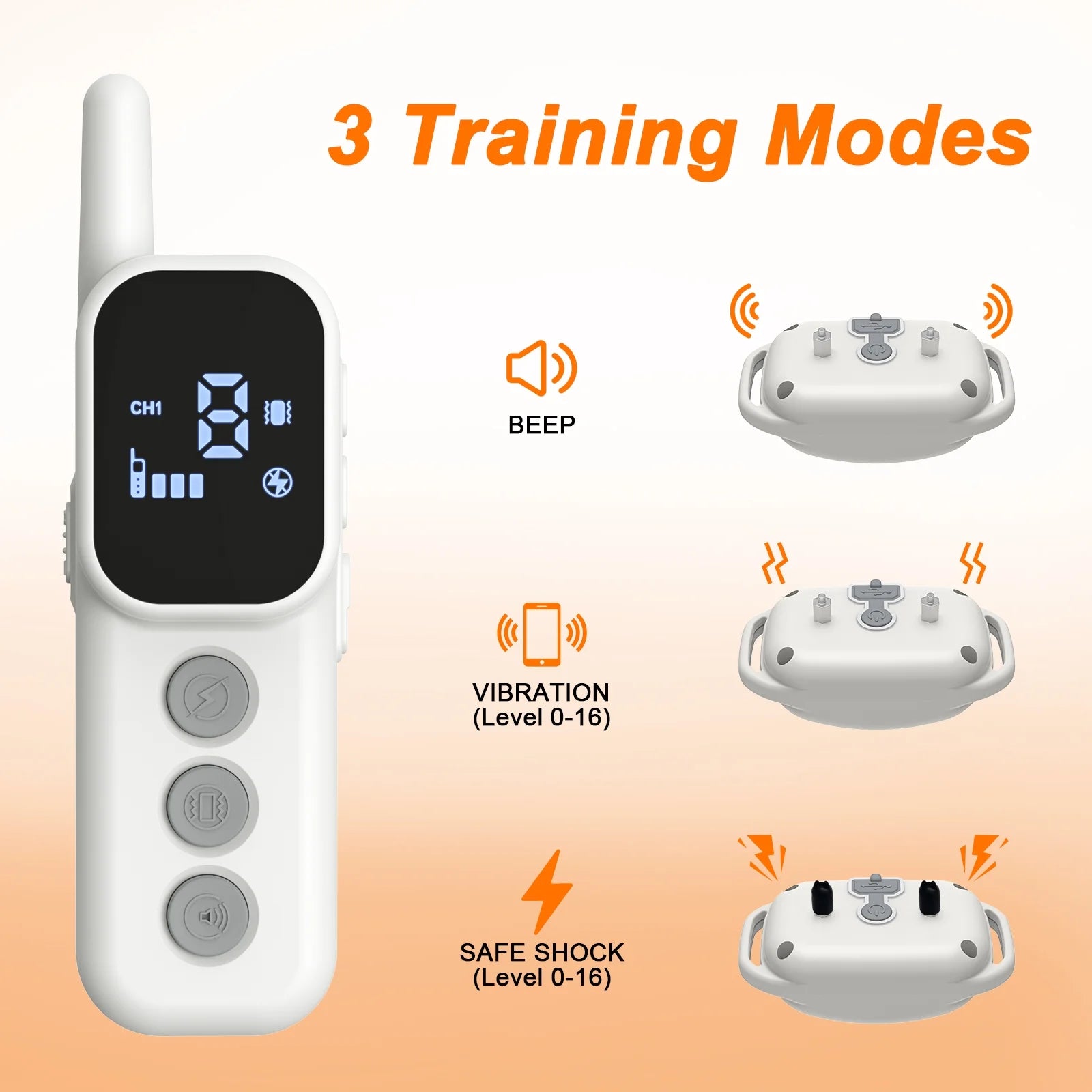 Dog Training Collar, Waterproof Rechargeable Dog Electric Shock Collar with Remote for Small Medium Large Dogs