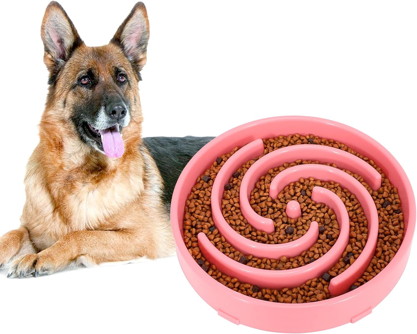 Large Slow Feeder Dog Bowl, Fun Maze Slow Eating Dog Bowls anti Gulping Bloat Stop Healthy Slow Food Bowl for Large Dogs Pink