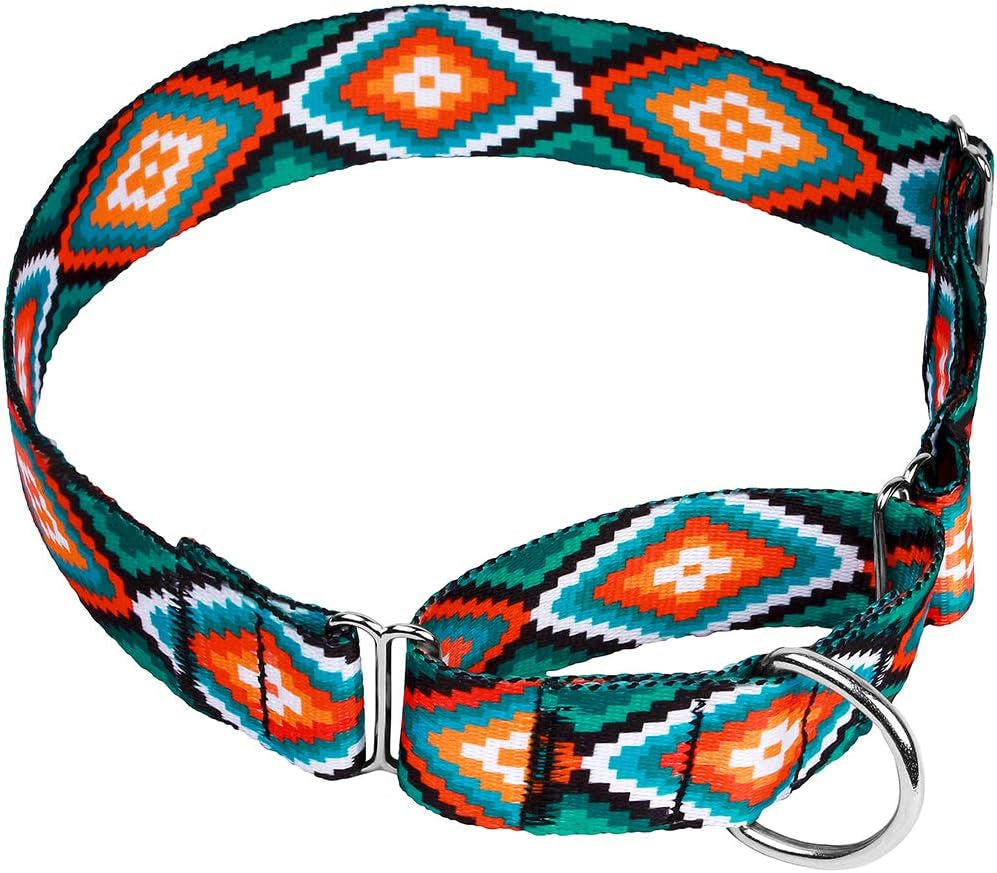 Martingale Dog Collar Nylon Safety Training Tribal Pattern Adjustable Heavy Duty Collars for Dogs Medium Large (Pattern 3, Large, Neck Size 15"-20")