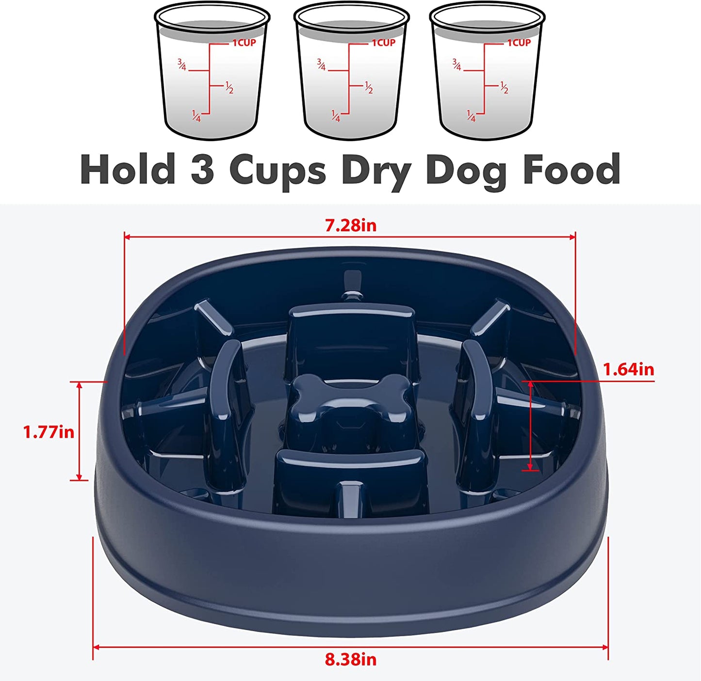 Dog Slow Feeder Bowl-Slow Feeder Dog Bowl for Dogs-Non Slip Puzzle Bowl-Dog Food Bowl Eco Friendly for Dog Pet Slow Feeder by ,D-Blue