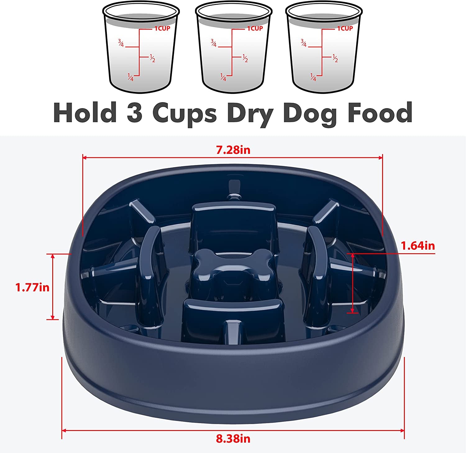 Dog Slow Feeder Bowl-Slow Feeder Dog Bowl for Dogs-Non Slip Puzzle Bowl-Dog Food Bowl Eco Friendly for Dog Pet Slow Feeder by ,D-Blue