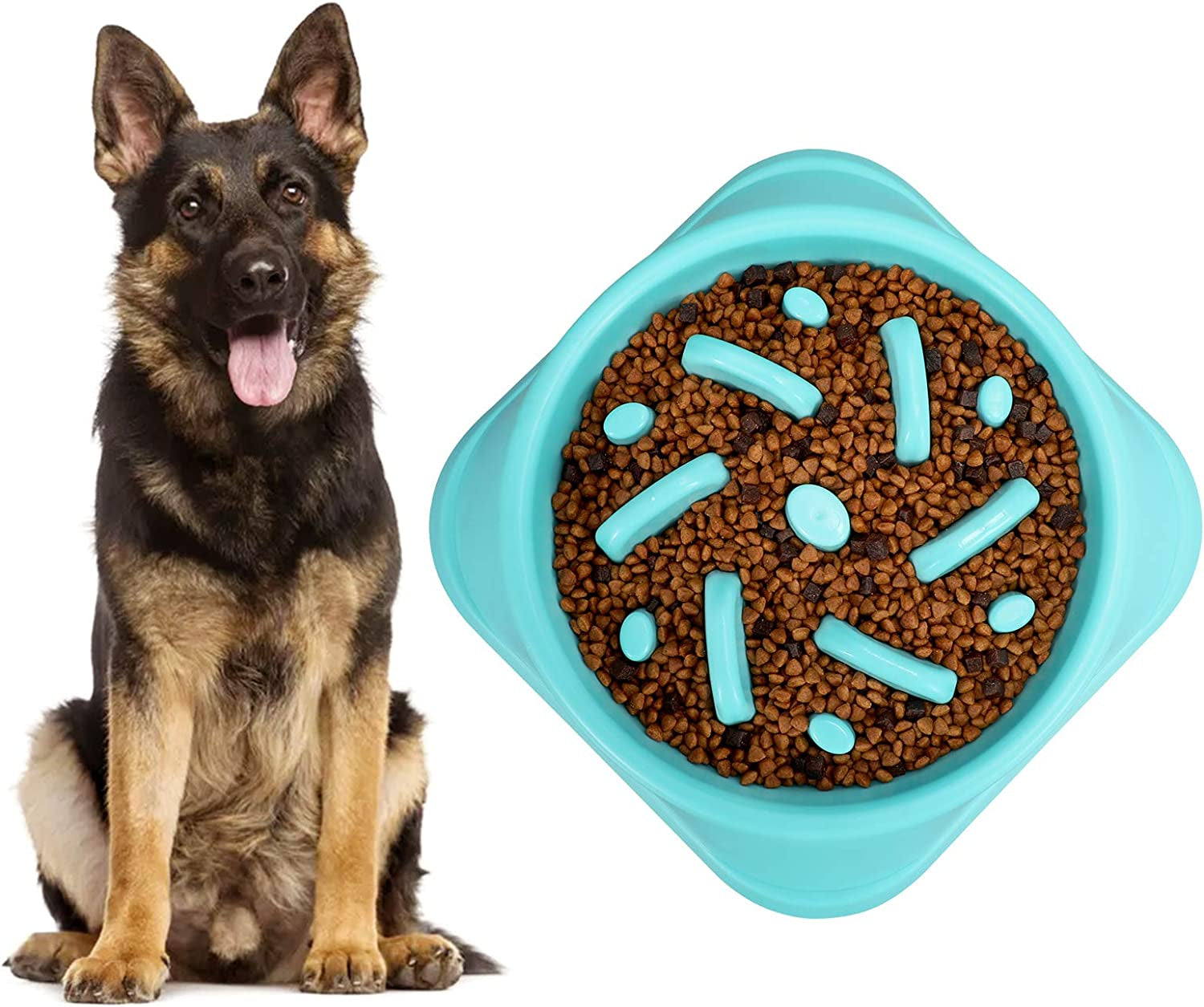 Large Dog Bowl, Puzzle Slow Feeder Dog Bowl for Large Dog Interactive Bloat Stop anti Choking Dog Food Bowl