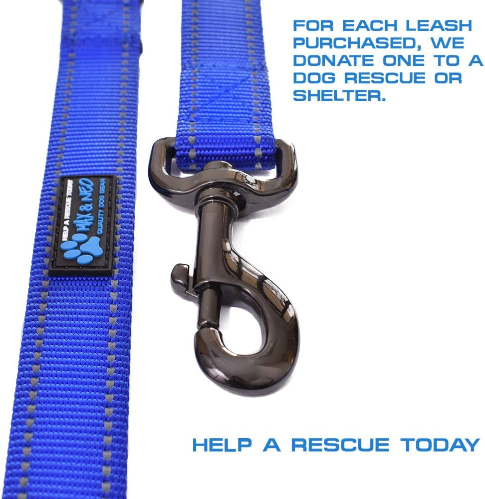 Double Handle Traffic Dog Leash Reflective - We Donate a Leash to a Dog Rescue for Every Leash Sold (Teal, 6 FT)