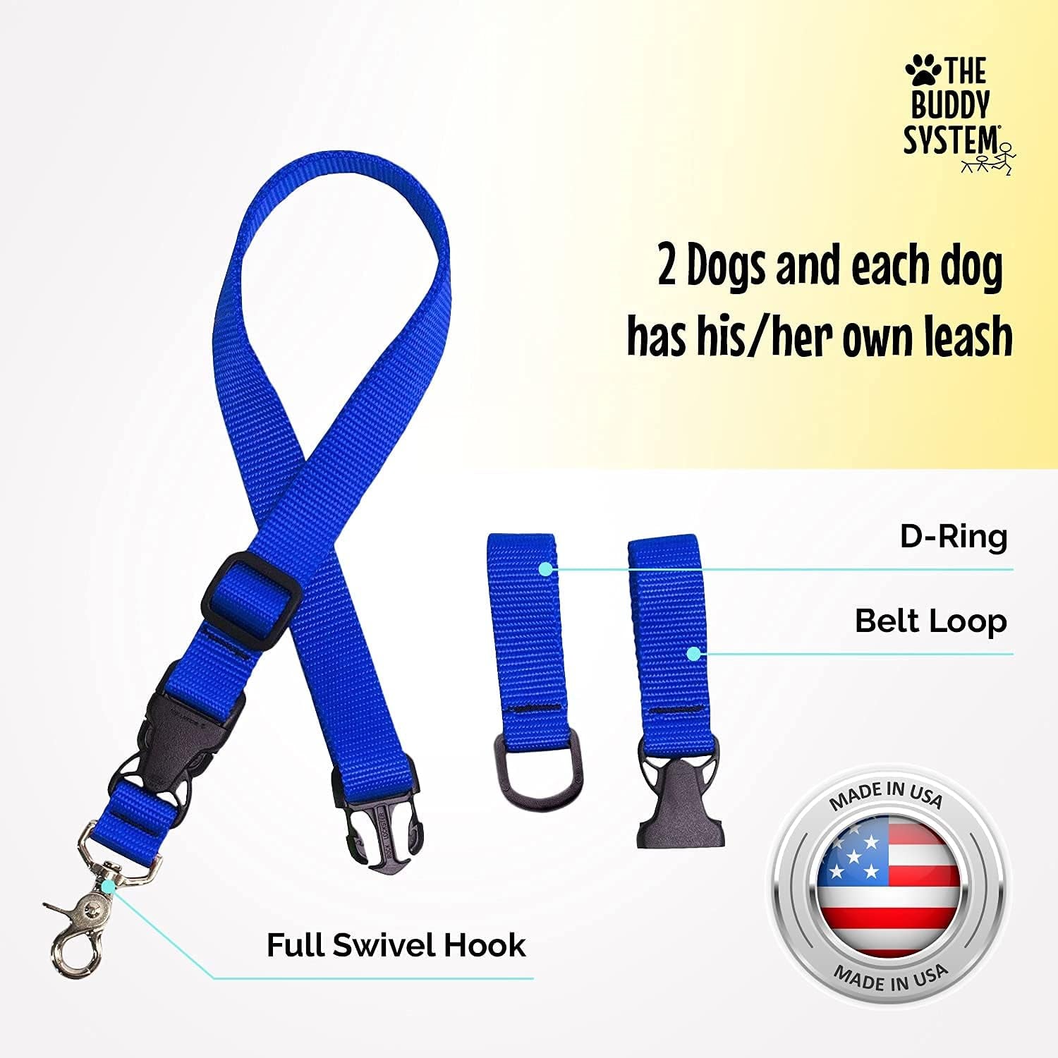 Accessories for Our Dog Leashes Made in USA (Extra Buddy, Regular Dog Blue)