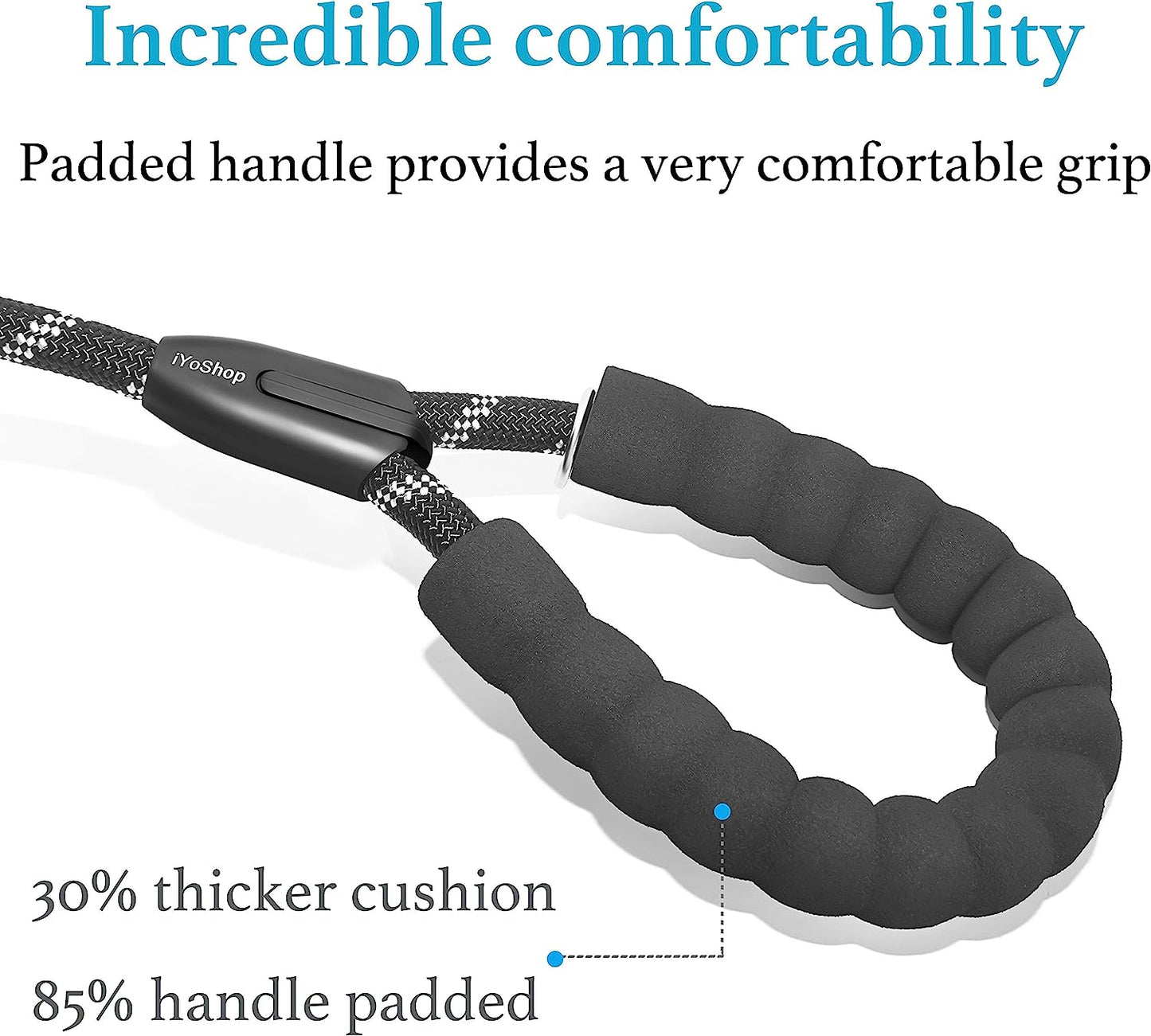 6 FT Durable Slip Lead Dog Leash with Padded Handle and Highly Reflective Threads, Dog Training Leash, (Medium/Large, 35~120 Lbs, Black)