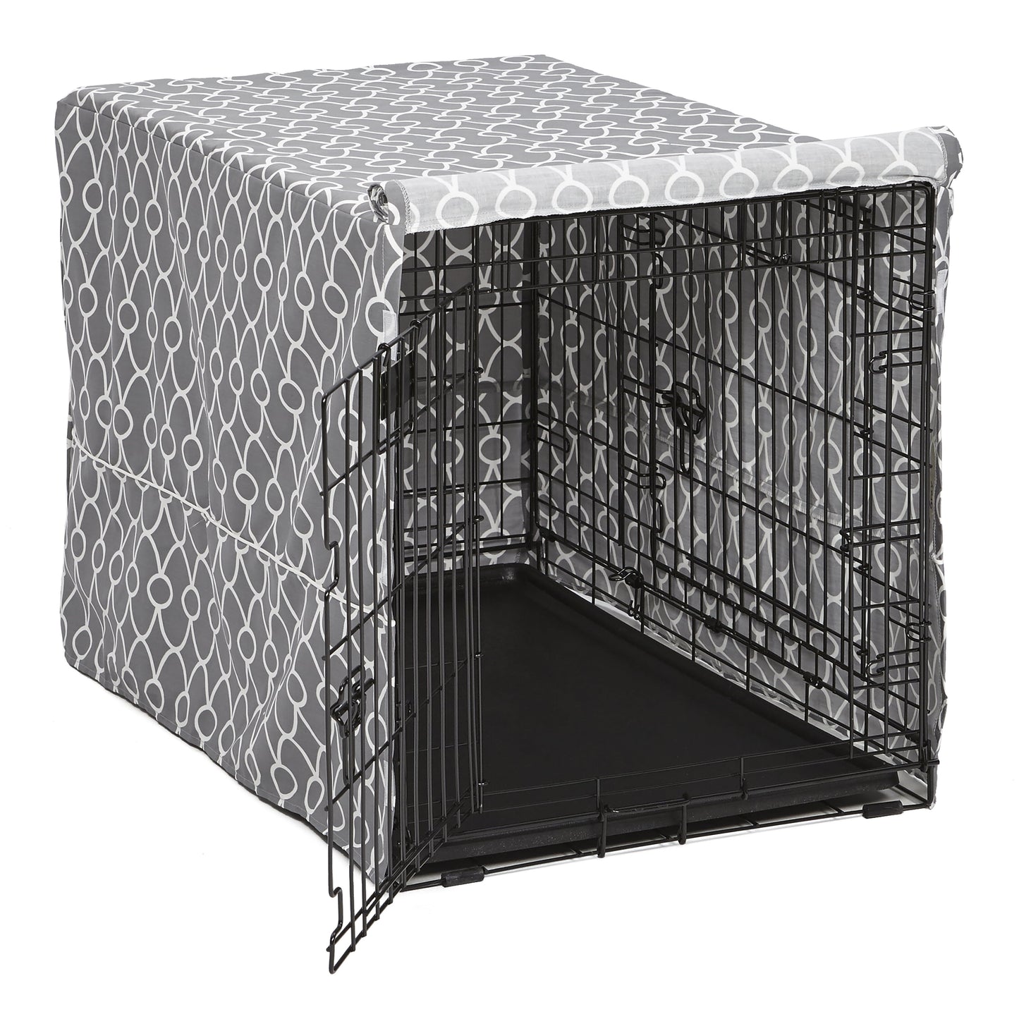 Midwest Dog Crate Cover, Privacy Dog Crate Cover Fits Midwest Dog Crates, Gray Geometric Pattern, 36"