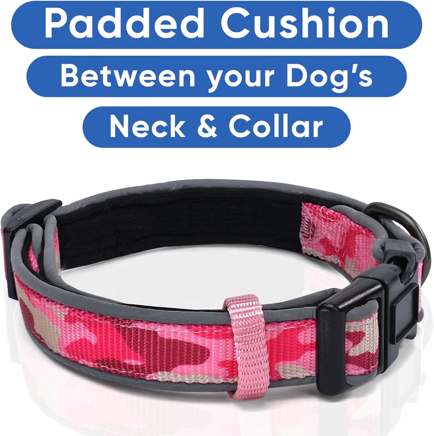 Camouflage Dog Collar Padded Dog Collar Reflective Dog Collar Puppy Collar Training Dog Collar Medium Dog Collar/Large Dog Collar Camo Pink Dog Collar