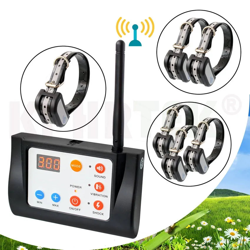 2 in 1 Wireless Electronic Dog Fence System & Remote Dog Training Collar Beep Shock Vibration Training and Fence Function