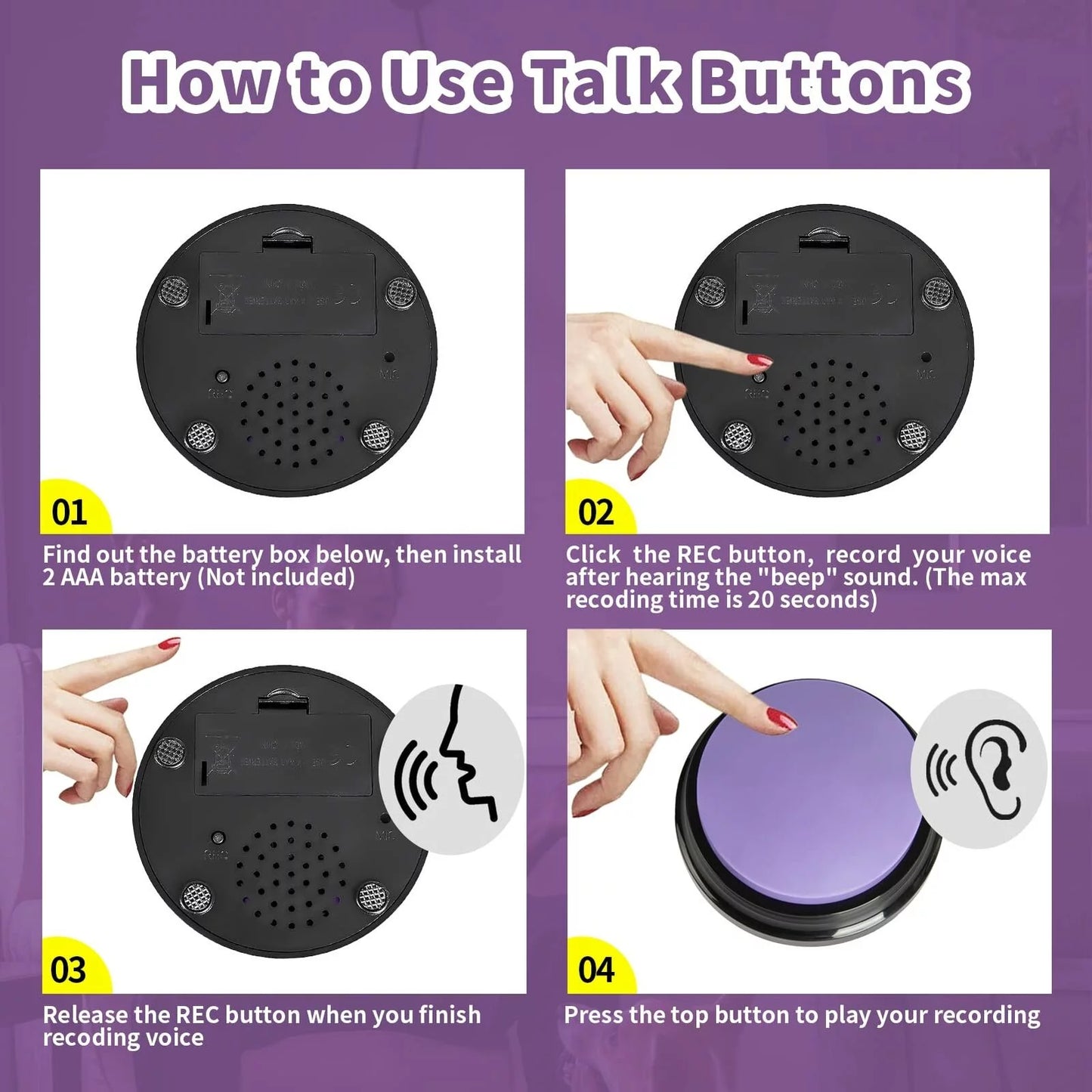 Recordable Pet Starter Talking Speaking Buttons Dog Training Communication Toys Interactive Toys for Cat Dog 1PCS