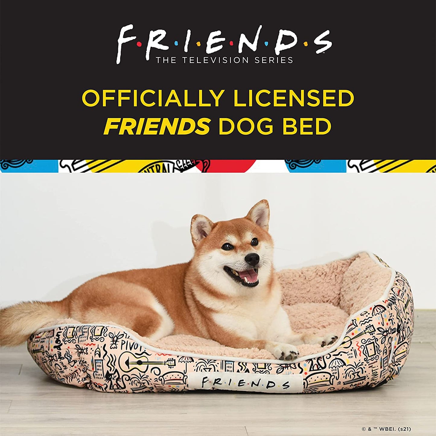 City Doodle Cuddler Dog Bed | Durable Washable Dog Bed from Warner Bros Friends, Friends TV Show Merchandise for Dogs | Elevated Dog Bed, Dog Mat, Pet Bed, Friends Dog Bed